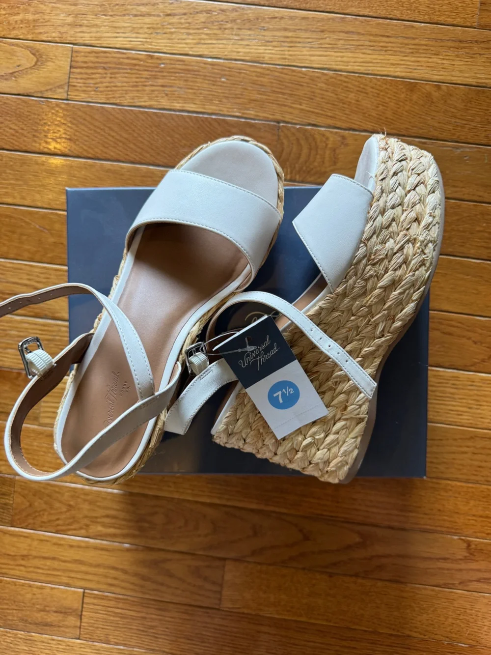 Universal Thread Cream Espadrille Wedge Sandals with Ankle Strap